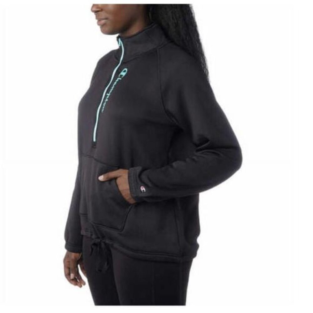 Champion Ladies' Quarter Zip Fleece Jacket (Black, Medium) - Picture 2 of 3